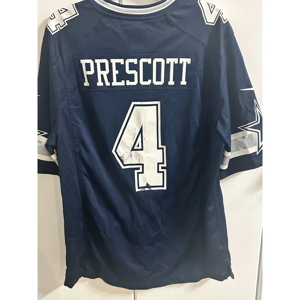 Men's Dallas Cowboys Dak Prescott #4 Nike Dri Fit On‎ Field Jersey Blue Size L
